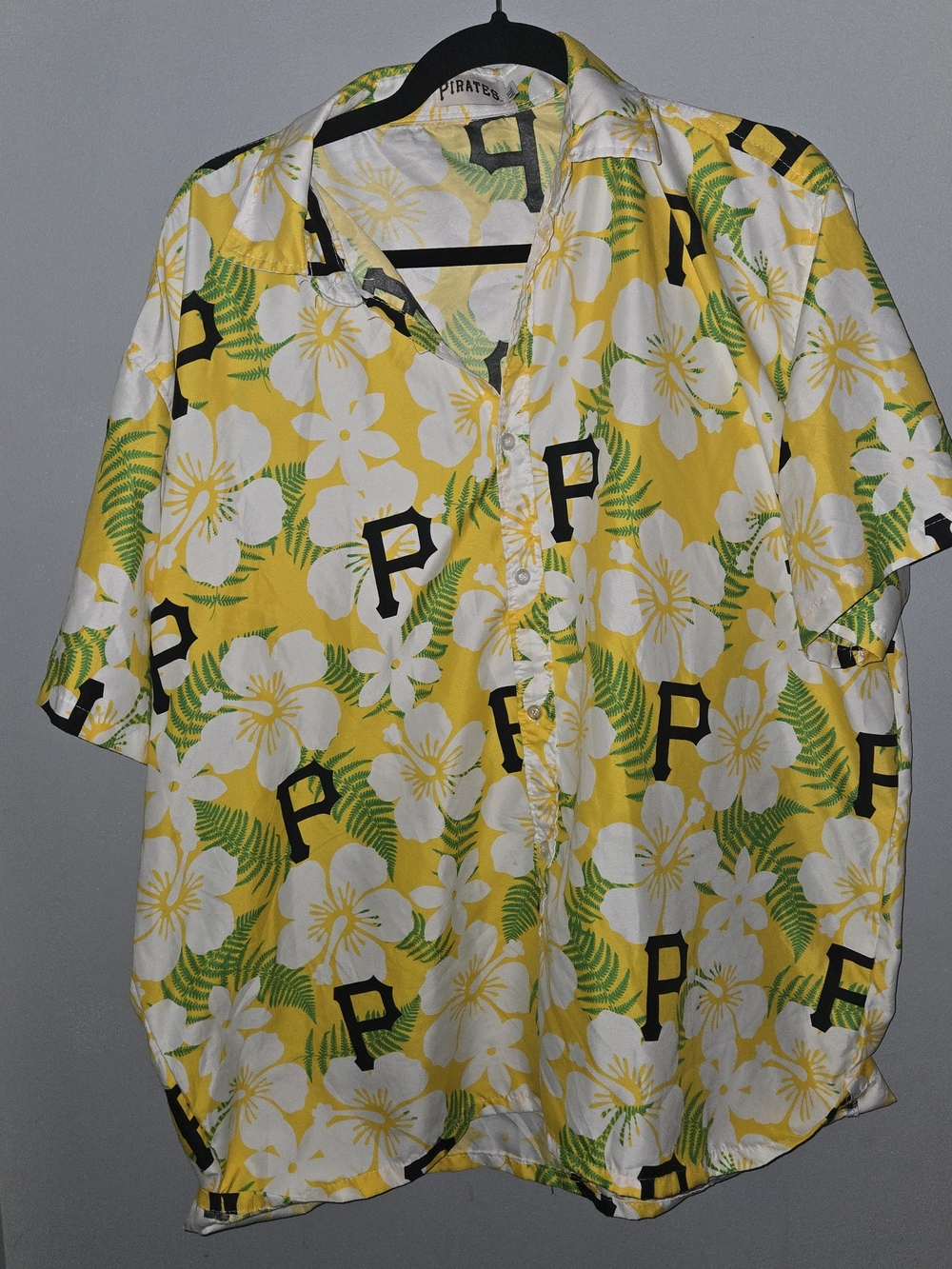 Pittsburgh Pirates Hawaiian Shirt Yellow Floral MLB Button Up Summer Fan Gear XL